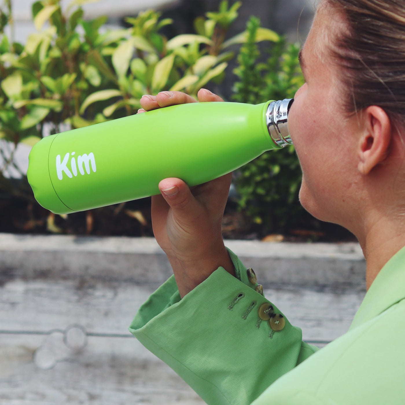 Personalized Thermos Bottle - Lime Green
